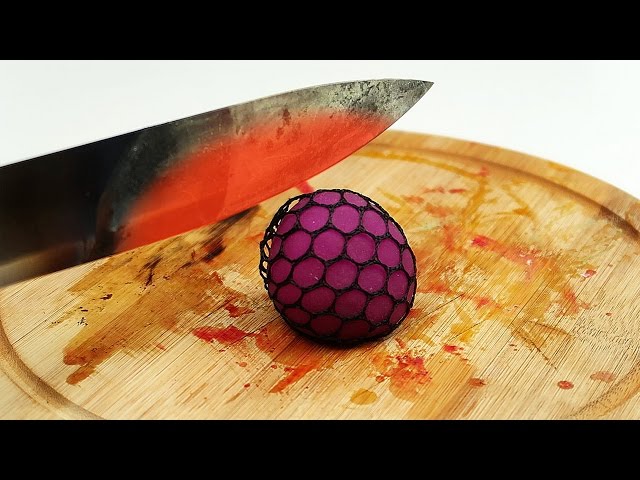 EXPERIMENT Glowing 1000 degree KNIFE vs Stress Relief Squeeze Toys