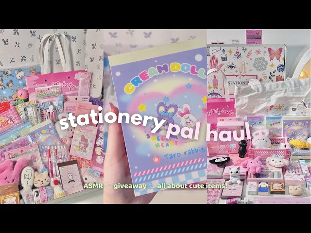 a huge stationery pal haul (super cute items) | chill & relaxing sound unboxing ASMR 🌙 + giveaway