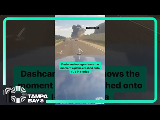 Moment plane crashes onto I-75 in #Florida caught on dashcam