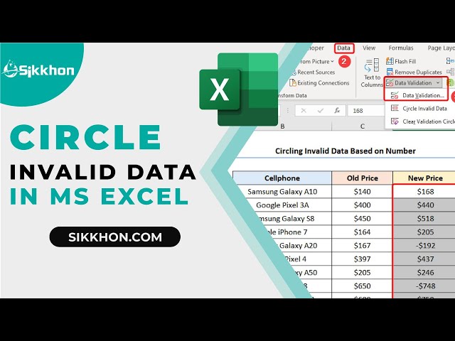 How to circle Invalid Data and Data Validation in Excel | FREE | English | Sikkhon