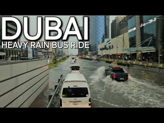 Dubai Climate Change "HEAVY RAIN" 9am Bus Ride: Silicon Oasis to Al Karama Bus Stn (4.16.24: 4K-UHD)