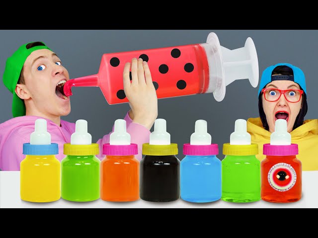 Mukbang Big Bottle Candy drink 보틀 캔디 젤리 먹방 Jelly Food Challenge by HAHADO