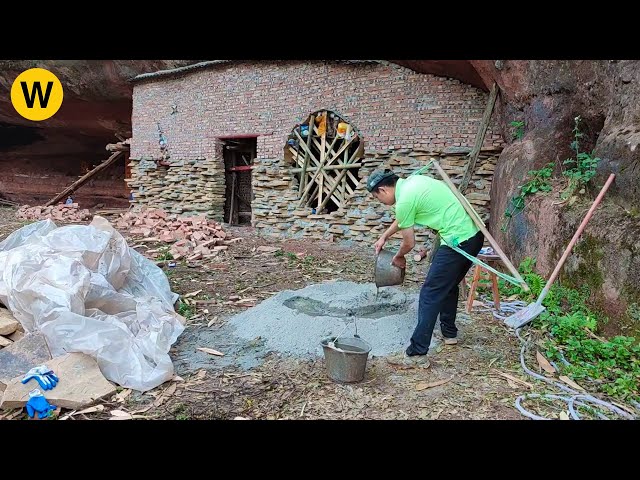 A man discovered a cave in the mountain and turned it into a beautiful stone house