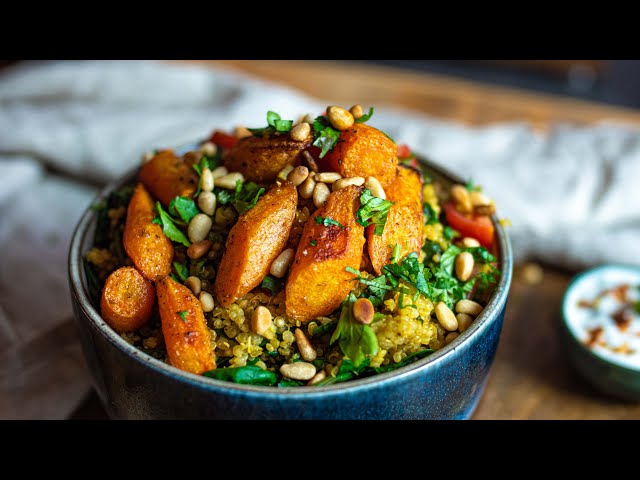 Einfache Quinoa Bowl mit gerösteten Karotten!