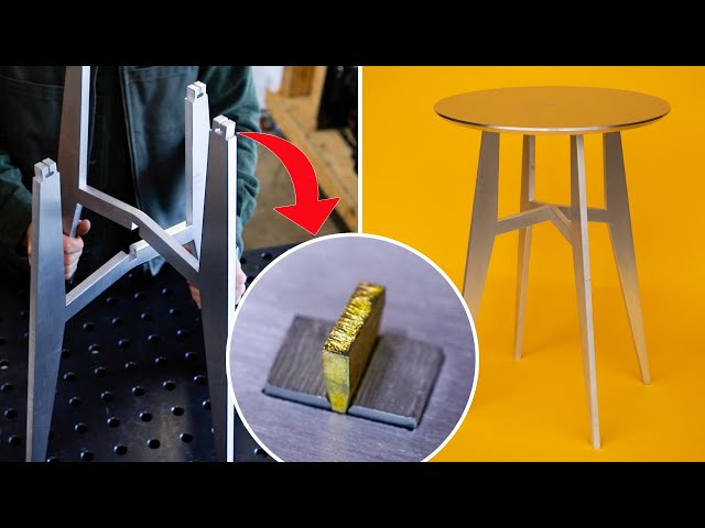 Aluminum Table with Wedged Mortise & Tenon (using woodworking tools)