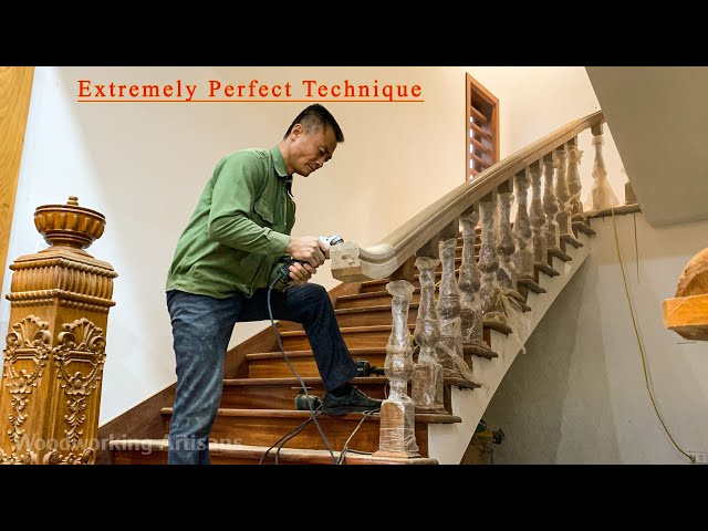 Project Of Making Wooden Stairs At Home - Constructing Beautiful Curved Wooden Staircase Handrails