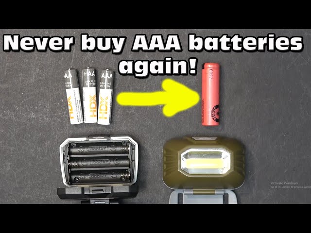Head lamp battery hack: from AAA to Li-ion rechargeable battery