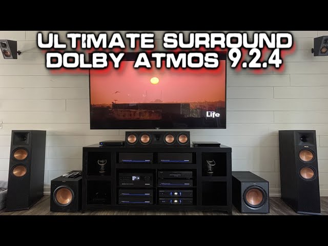 Ultimate Surround Sound Installed 9.2.4 Dolby Atmos - Audiocontrol Amps Klipsch Speakers 15 Channels