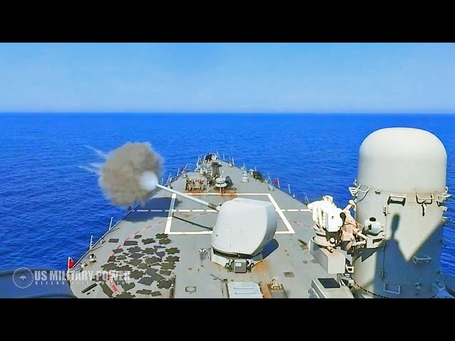 USS Ross Fires its Mark 45 5-Inch Gun #shorts