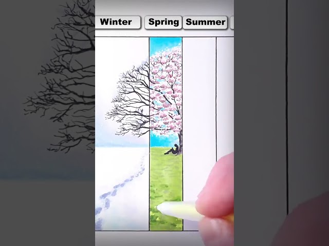 Drawing a tree across the seasons.  🎨           Credits Artist: Howard Lee