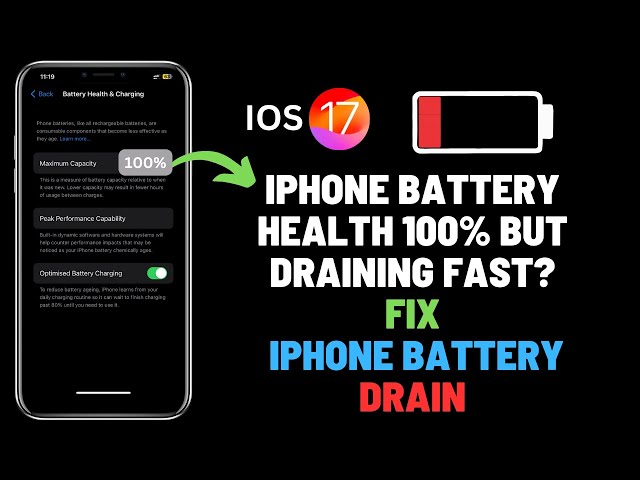 iPhone Battery Health 100% But Draining Fast? | 5 Ways To Fix || Battery Saving Tips.#iphone #ios17