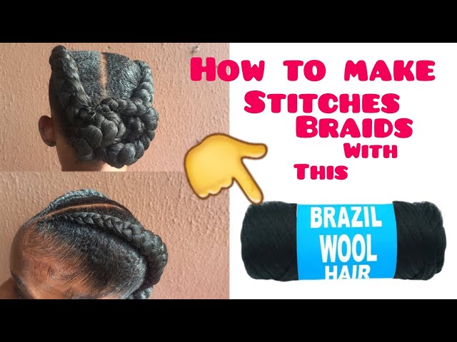 How to make Stitches Braids with Brazilian wool #hairtutorial #viral #diy #hairvideo #naturalhair