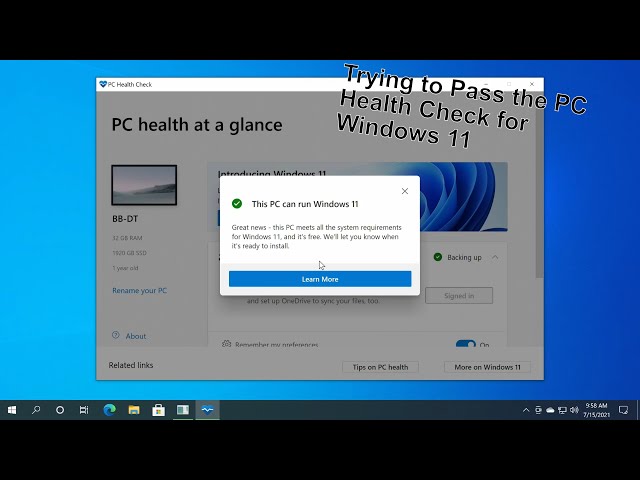 Windows 11 PC Check Passes - MSI B450i Gaming Plus AC