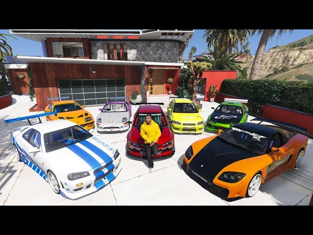 GTA 5 - Stealing Fast and Furious Cars with Franklin! (Real Life Cars #10)