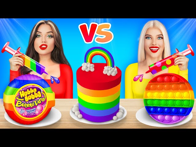 RAINBOW FOOD CHALLENGE | Colored Honey Jelly VS Black Desserts! Crazy Food War by RATATA POWER