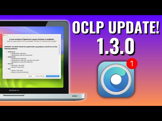 OpenCore Legacy Patcher 1.3.0 Update - Warning for 2012-2014 Macs! + macOS Recovery Issues