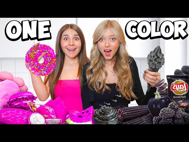 Eating Only ONE Color of Food for 24 Hours! (Black VS Pink)