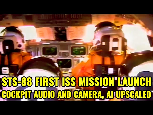 STS-88 Launch - Cabin Audio, AI Upscale - Endeavour - December 4, 1998 - First Shuttle ISS mission