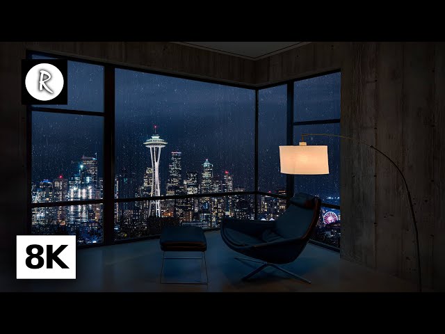 Rain on Window 💤  with Night Thunder | Rainstorm in Seattle - Nature Sounds