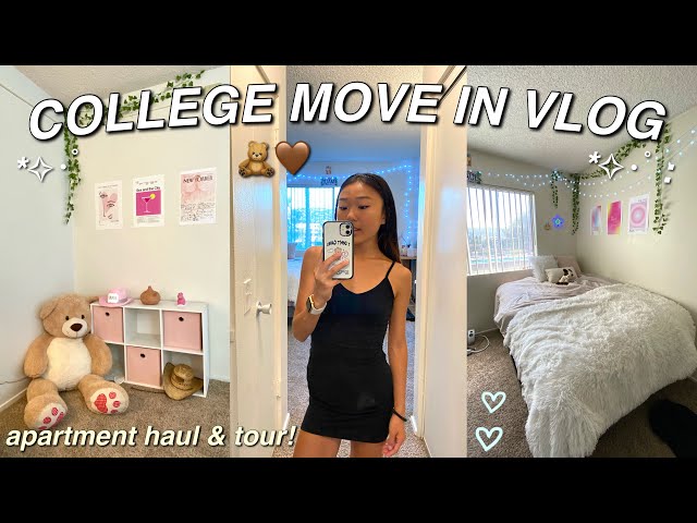 COLLEGE MOVE IN DAY VLOG *college dorm shopping and haul* + college apartment tour!