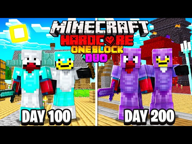 We Survived 200 Days on ONE BLOCK in HARDCORE Minecraft...