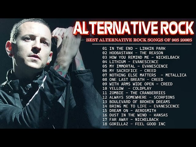 Evanescence, Coldplay, Linkin park, Creed, AudioSlave, Hinder, Nickelback | Alternative Rock 2024